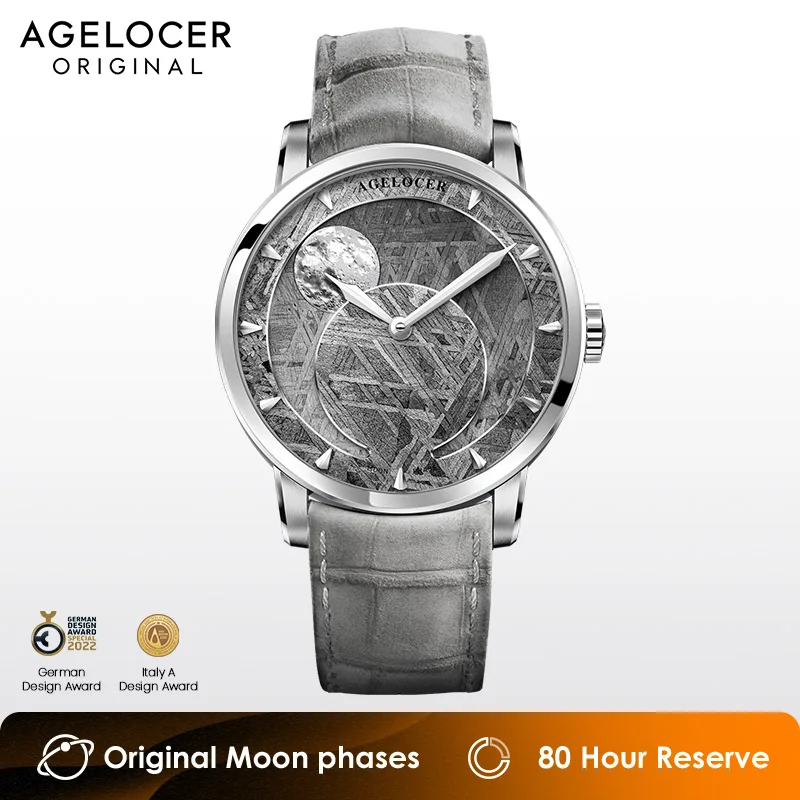AGELOCER Orologio analogico da uomo in pelle di lusso