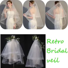 

150CM Retro Elegent Wedding Headdress Accessories Simple Single Layer Ribbon Edge White Lace Bridal Wedding Veil