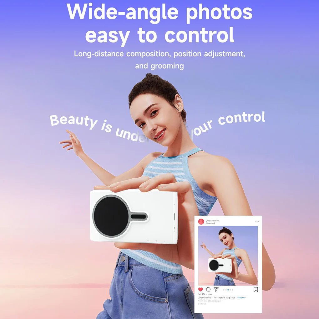 Mobile Selfie Wireless Screen Mirroring Device, Rear Camera, Live Streaming, Selfies, Magnetic Attraction Screen Sharing Device