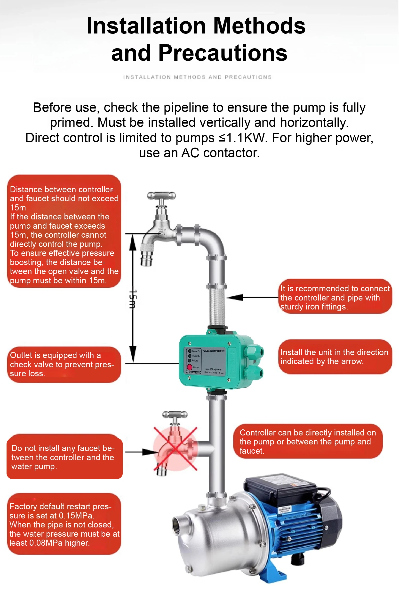 S18 Water Pump Pressure Controller Adjustable Pressure Automatic Switch Pipeline
