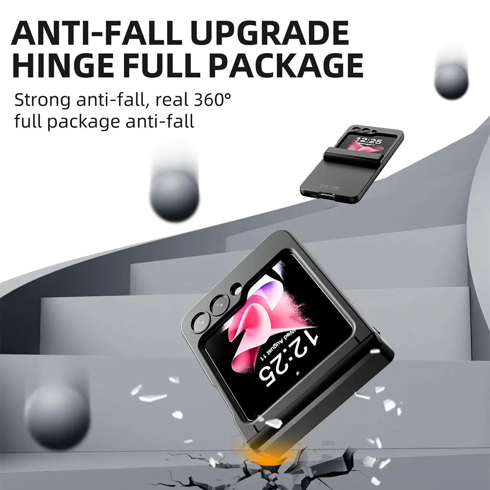 Fashion Folding Screen Anti-drop Phone Case For Samsung Galaxy Z Flip 5 Steel Wire Hinge Shell Film Integrated Protective Cover