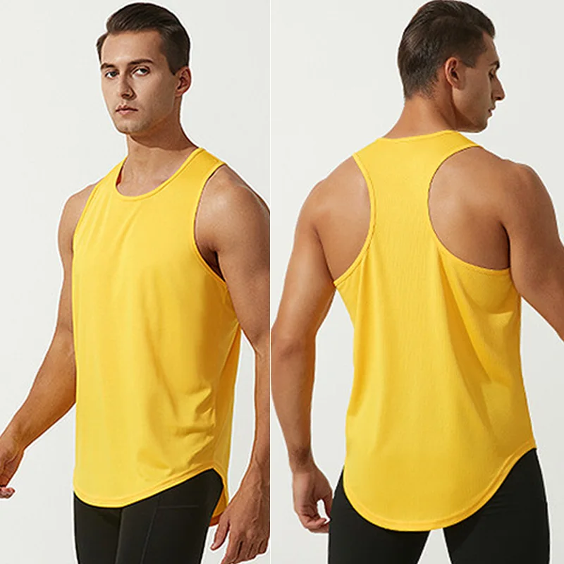 High Elasticity Quick Dry Sports Tank Tops Men Soft Solid Breathable