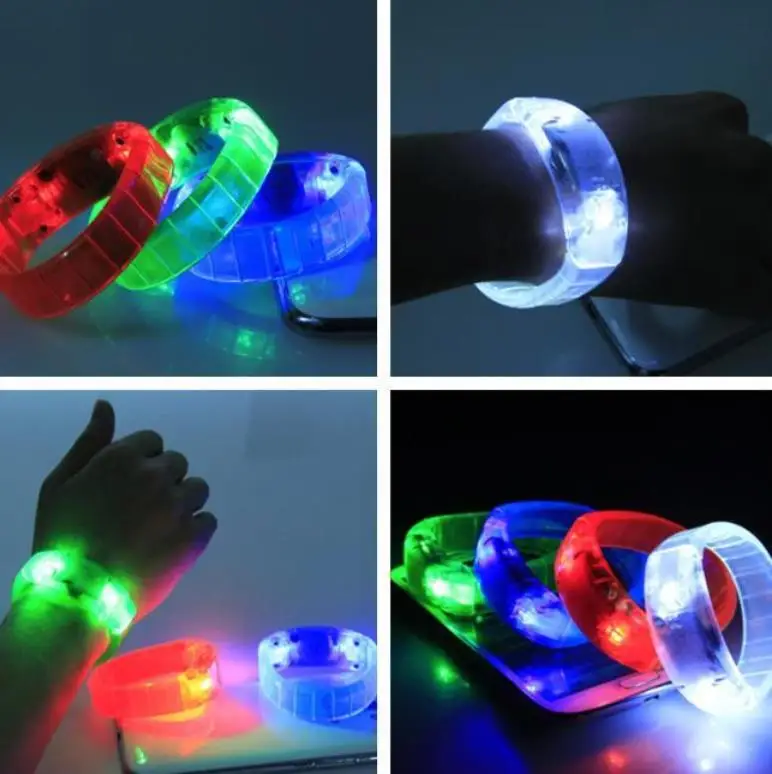 Flashing Led Light Up Bracelet Sound Voice Activated Glowing Bangle