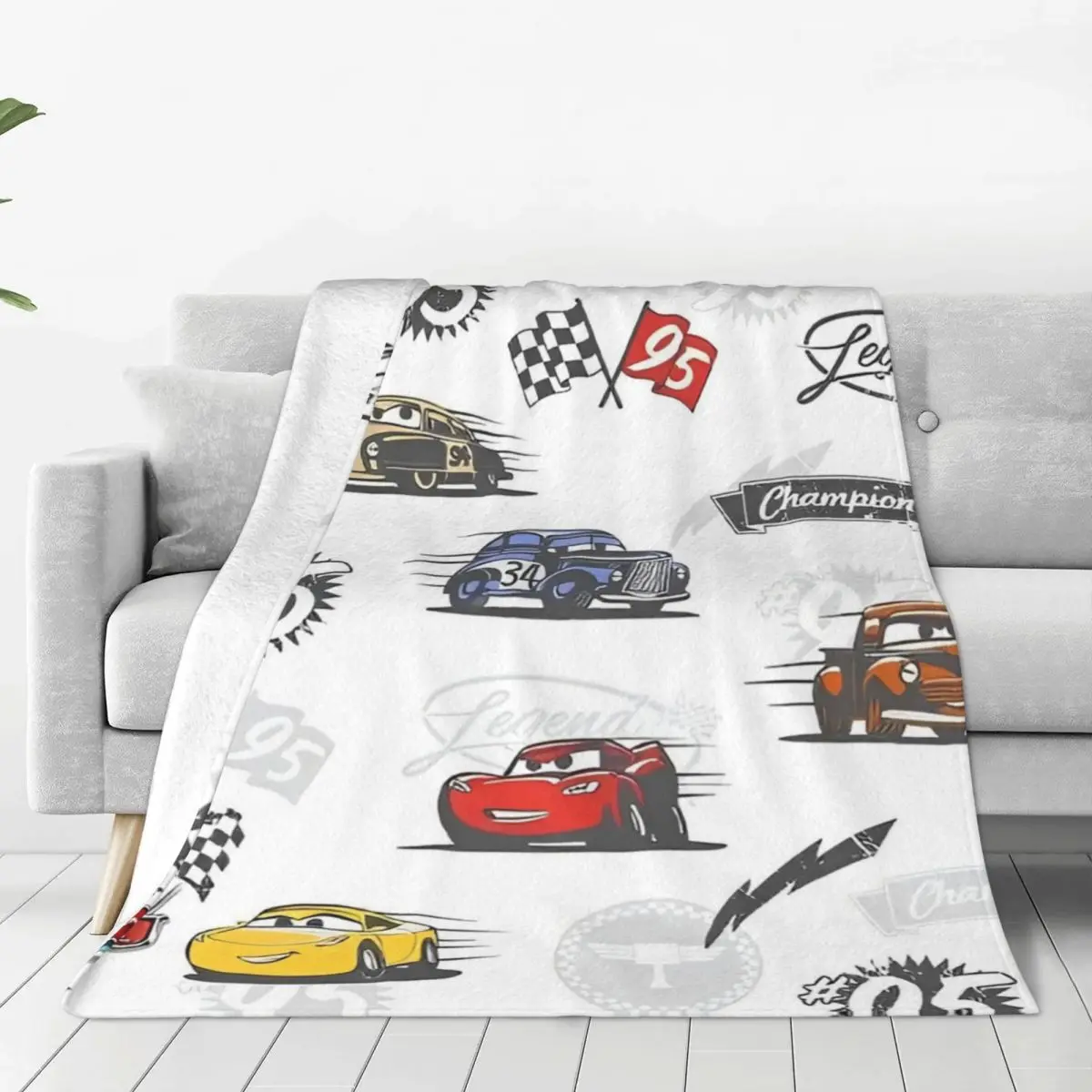 Cars Lightning McQueen 95 Blanket Flannel Life Is A Highway Breathable Super Soft Throw Blankets Sofa Office Bedspread 1