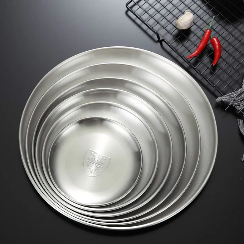 304 Stainless Steel round Plate Western Restaurant Bone Tray Dish Shallow dishes dinner plates set dish sets |
