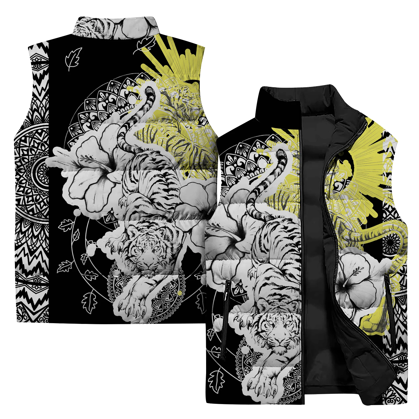 thumbnail image 1 of Chaqueta sin mangas de invierno para hombre con estampado 3D de calavera de la muerte, chaleco de hombre duradero y vanguardista, ropa de trabajo cálida para exteriores de estilo oscuro, 1 of 5