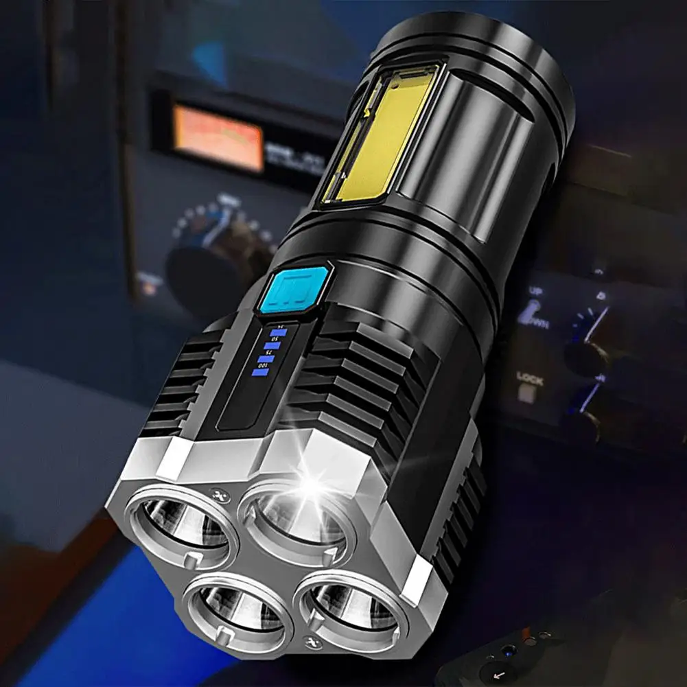 

Фонарик с USB-зарядкой, светодиодный фонарик, 4 ядра, перезаряжаемый фонарик, уличный фонарь с COB бокосветильник светом, водонепроницаемый светильник онарик