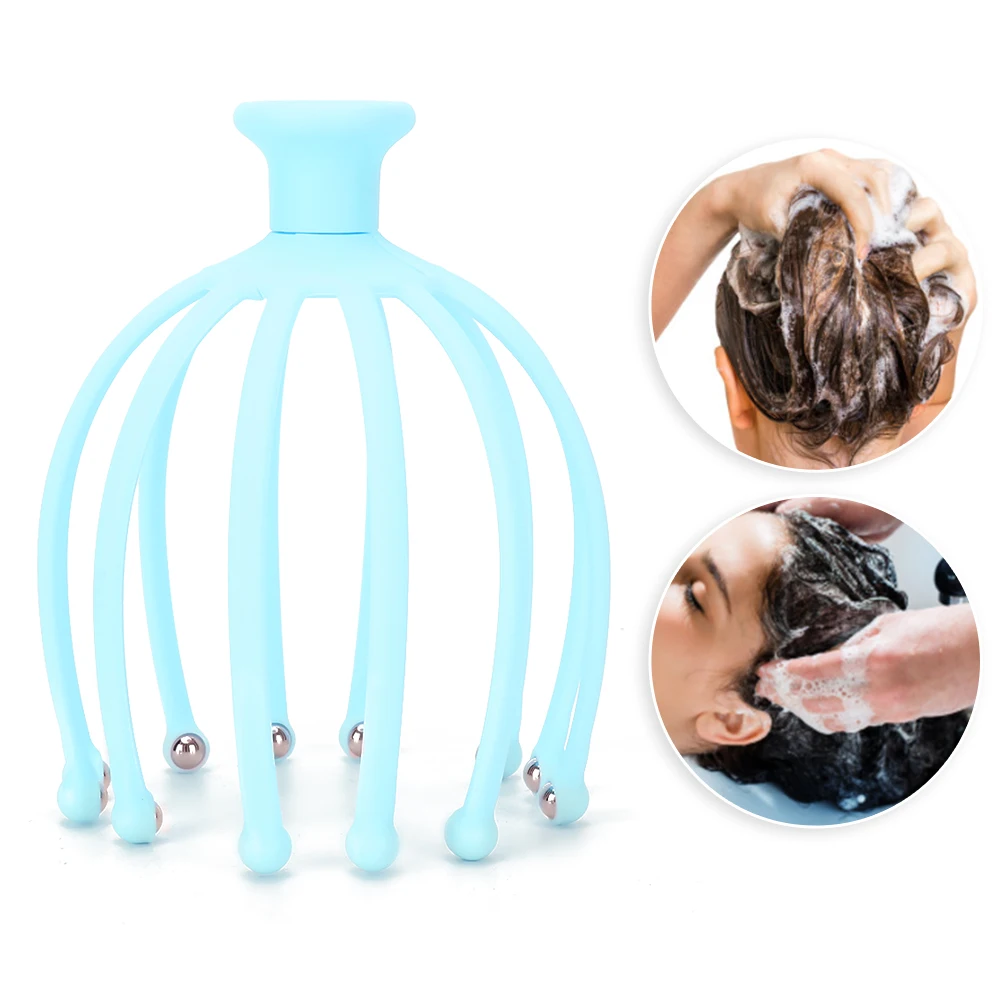 1Pcs Head claw Massager Octopus Head Hand Held Scalp Neck Equipment Stress Release Relax Massage Machine Soul Extractor (Blue ) qipang high quality package machine and paying off frame accessory wire release frame mandrel lock polished rod quick lock head