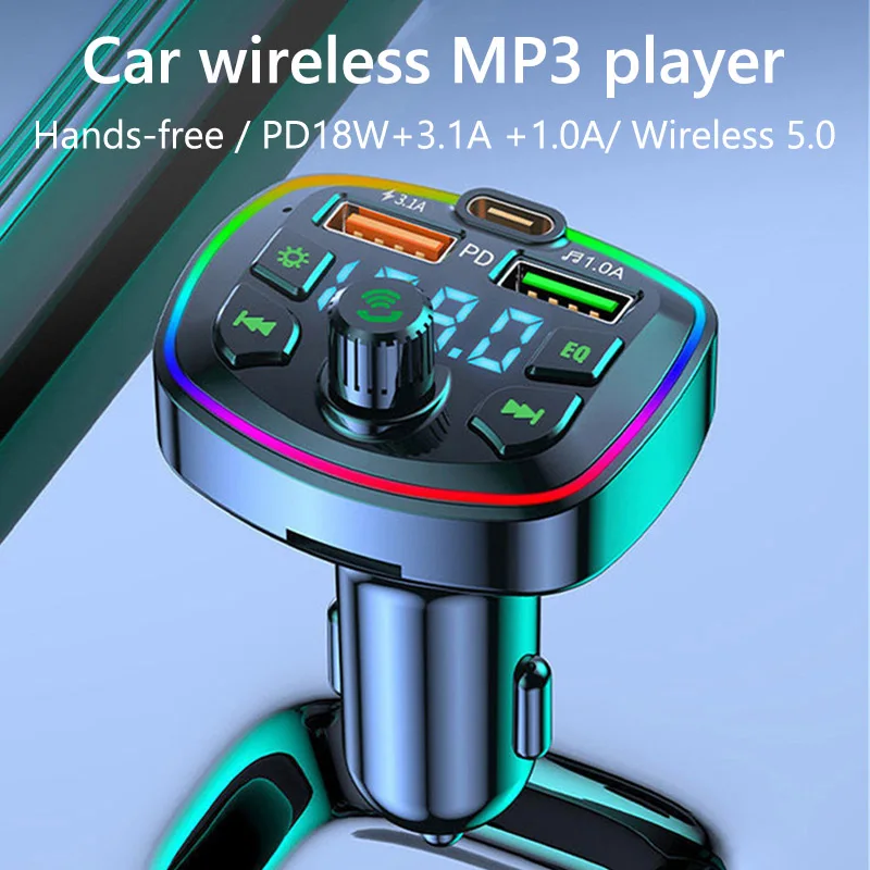 Car FM Transmitter Bluetooth 5.0 Car kit Handfree Dual USB+PD18W Fast  Charging Wireless Cigarette lighter MP3 Music Player - AliExpress