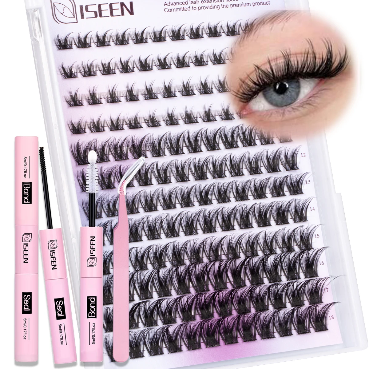 C Curl Cluster Eyelash Extensions Kit with Tweezer