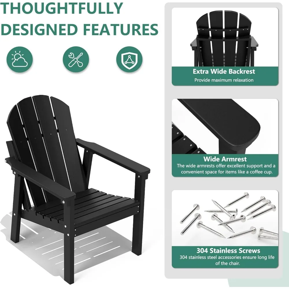 Adirondack Chair Set of 4,Weather Resistant Outdoor Adirondack Chairs Fire Pit Chair for Deck, Garden, Backyard 6