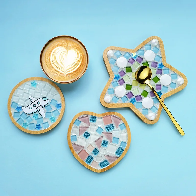 Diy mosaic supplies creative DIY mosaic coaster handmade material bamboo tableware mat tray kids DIY toy craft kit