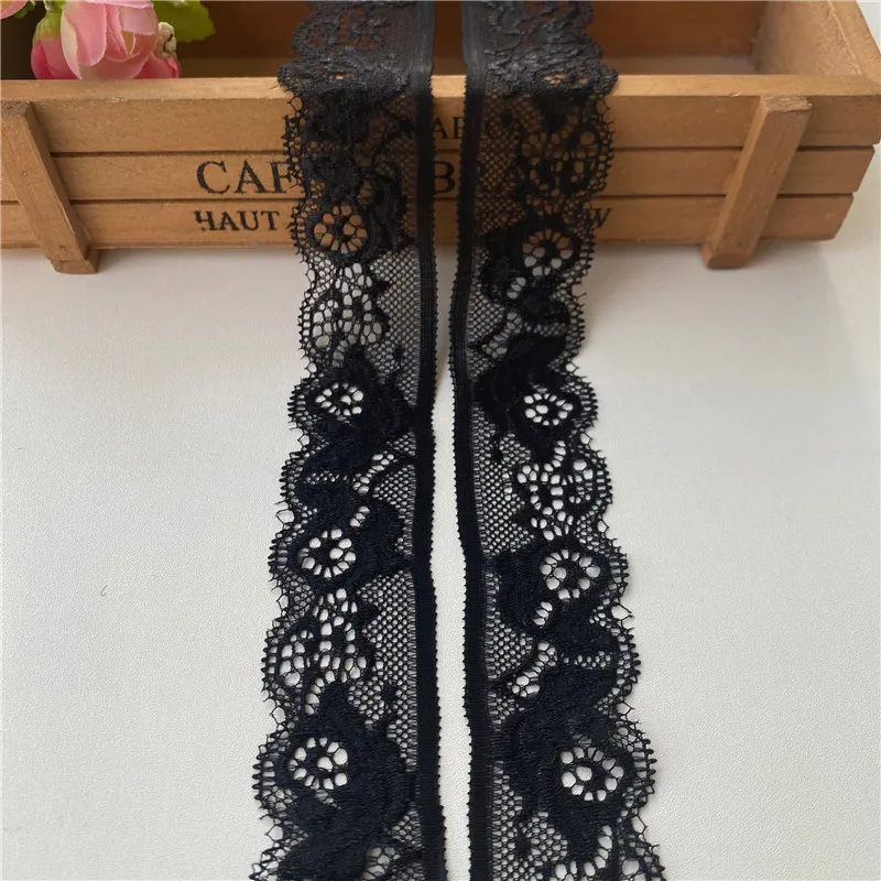 Wholesale Retail 5Yards/lot Black Lace Fabric Ribbon Cotton Lace Trim  Sewing Material For DIY Home