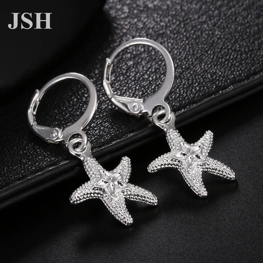

wholesale price Lady women silver color earrings starfish charms wedding hook Bohemia fashion classic jewelry
