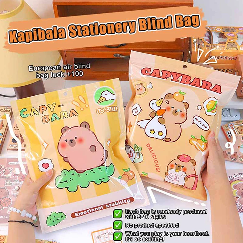 1Set Cartoon Kawaii Capybara Stationery Cute Capybara Stationery Set Creative Lucky Surprise Box Students Gifts