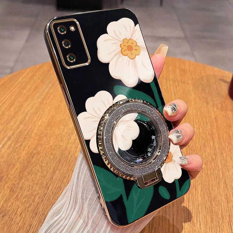 Elegant White Floral Plating Phone Case Cover