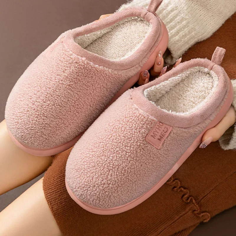 Fashion Mix Color Fur Slippers for Women Winter Indoor Short Plush Warm Cotton Slippers Woman Non Slip Cozy House Slides Mujer