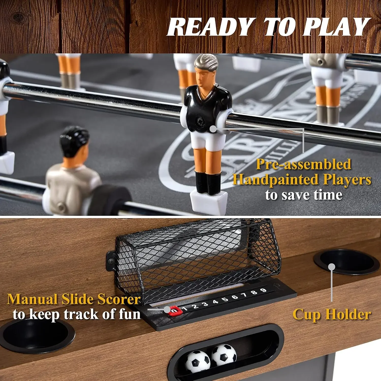 3-in-1 Combination Game Table 54&rdquo;, Foosball, Air-Powered Hockey and Table Tennis Combo Table, Multi Game