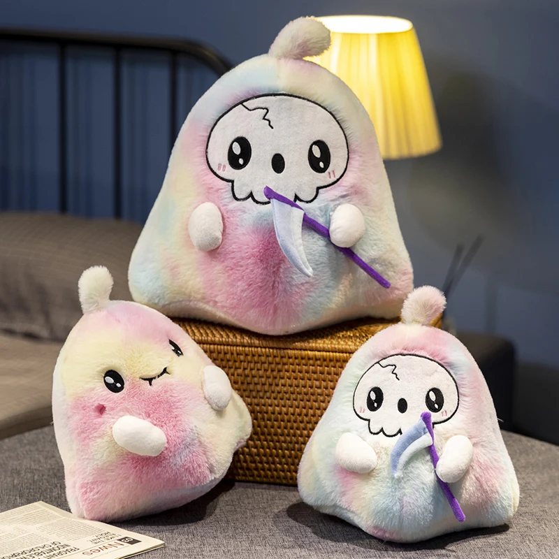 New Arrival Colorful Grim Reaper Plush Cute Cartoon Death  Ghost Plushies Pillow Halloween Party Prom Props Home Decor Kids Toy