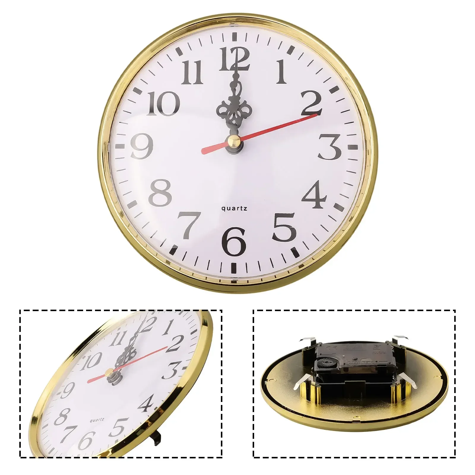 DIY Quartz Clock Insert 1 Pcs 130mm Diameter 90-110mm Install Diameter Accessories Arabic Numerals Gold