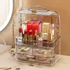 Transparent Lipstick Holder With Lid Lip Gloss Storage Stand Small Makeup Organzier With Handle Cosmetics Storage Display Box 5