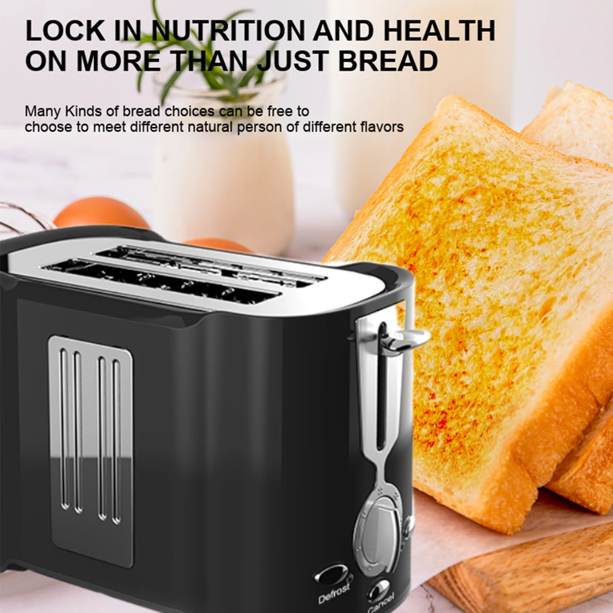 Electric Toaster Machine Home Automatic Small Stainless Steel Two Slice Toaster Breakfast Machine