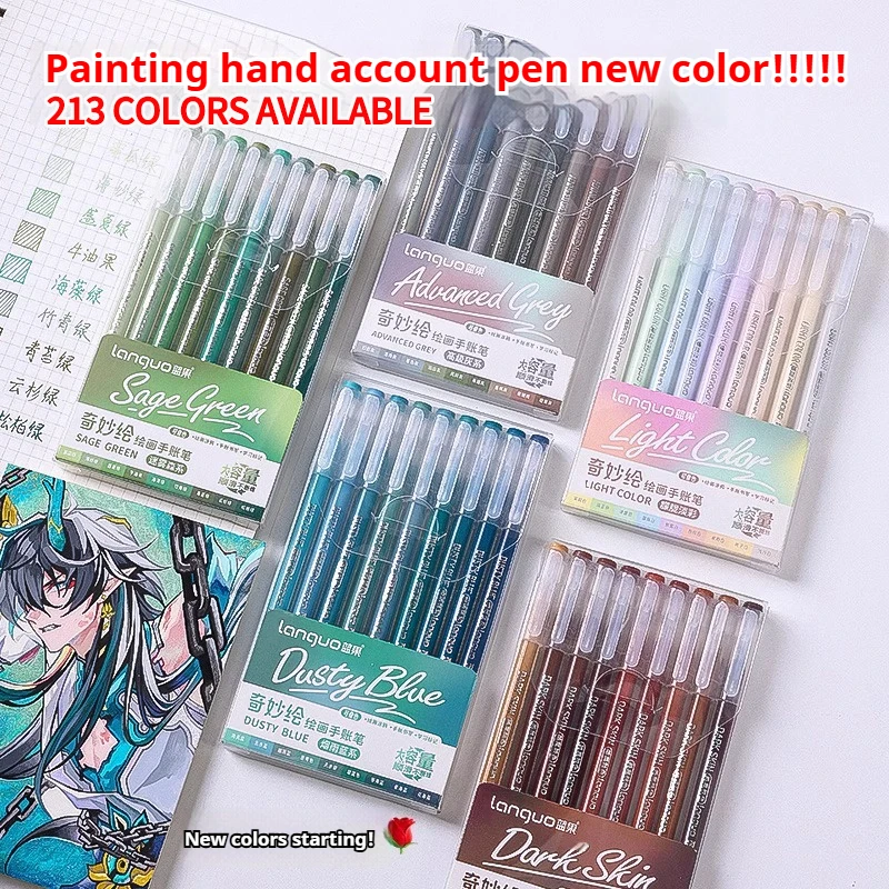 Gel Pens 105Color Hand Account Languo Morandi Retro Pen Large-Capacity Color Handbook For Student Painting Graffiti Writting