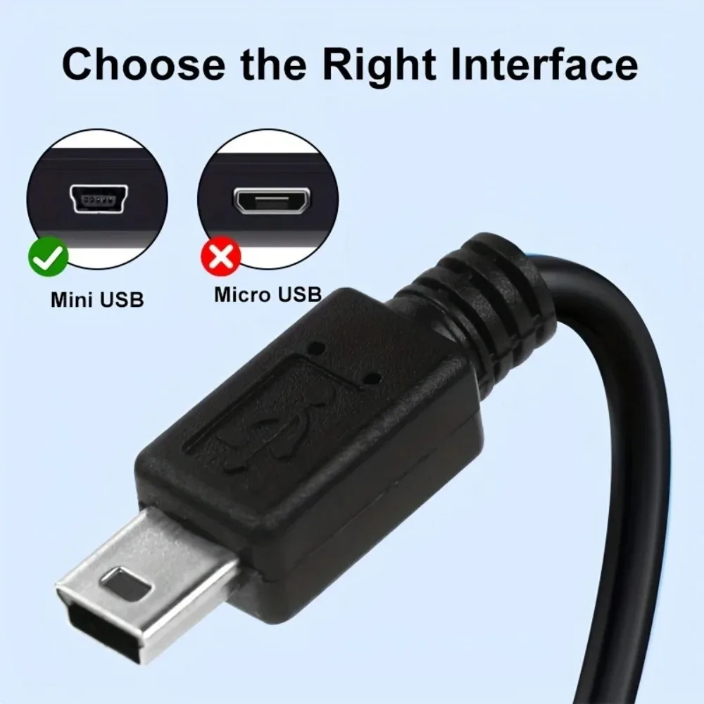Compact USB-A to Mini-B 5-Pin Data Sync & Charging Cable