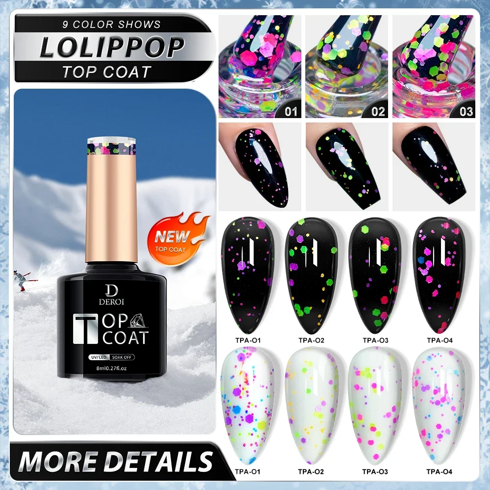 8ml No Wipe Gel Top Coat for Manicure Glitter Jelly Nail Polish Clear DIY Nail Art Matte Aurora Topcoat Soak Off Semi Permanent 2