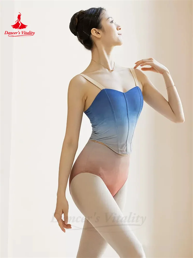 

Female Ballet Dance Leotard Costume Body Suit for Girl's Gradient Printed Gymnastics Art Examination Leotards for Ballet