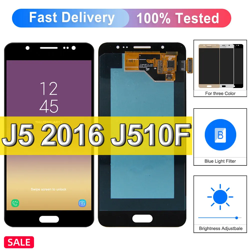 

100% Amoled J510 ЖК-дисплей для Samsung J5 2016 J510 дисплей J510F J510FN J510M сенсорный экран дигитайзер в сборе Замена