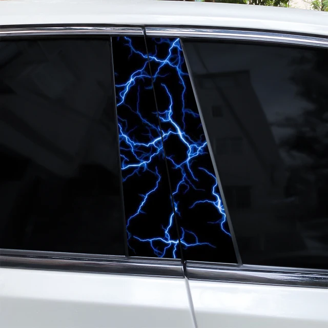 2pcs Cool Lightning Stickers Car B-Pillar Stickers Cover Scratches Vinyl Stickers Car Door Pillar DIY Stickers 2