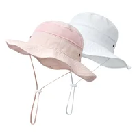 0-8T Large Brim Summer Sun Hat Children Kids Bucket Hat for Girls Seaside Accessories Travel Beach Sunhat Children Fisherman Cap 1