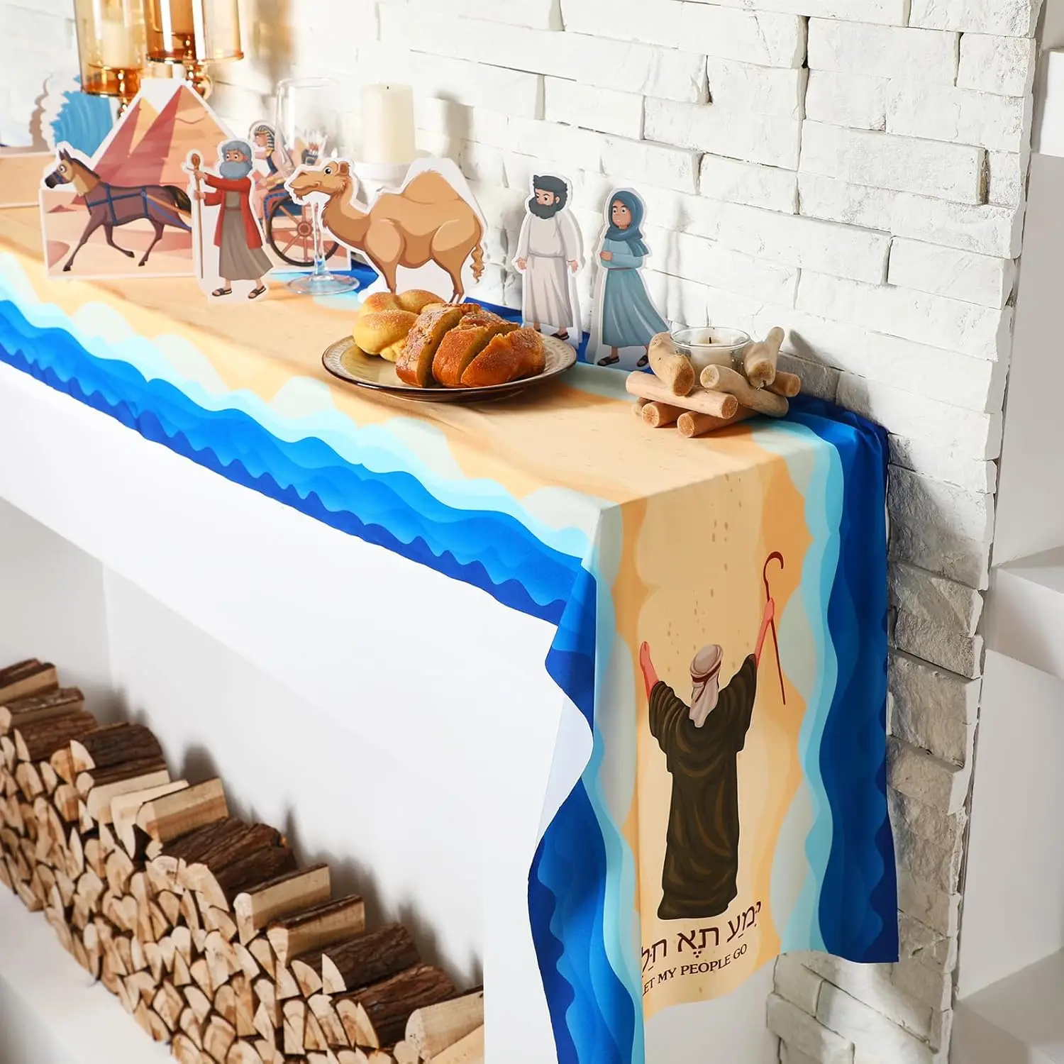 Table Cover Happy Passover Linen Table Runner Jewish Holiday Party Table Decor Reusable Kitchen Dining Runner Passover Decorations
