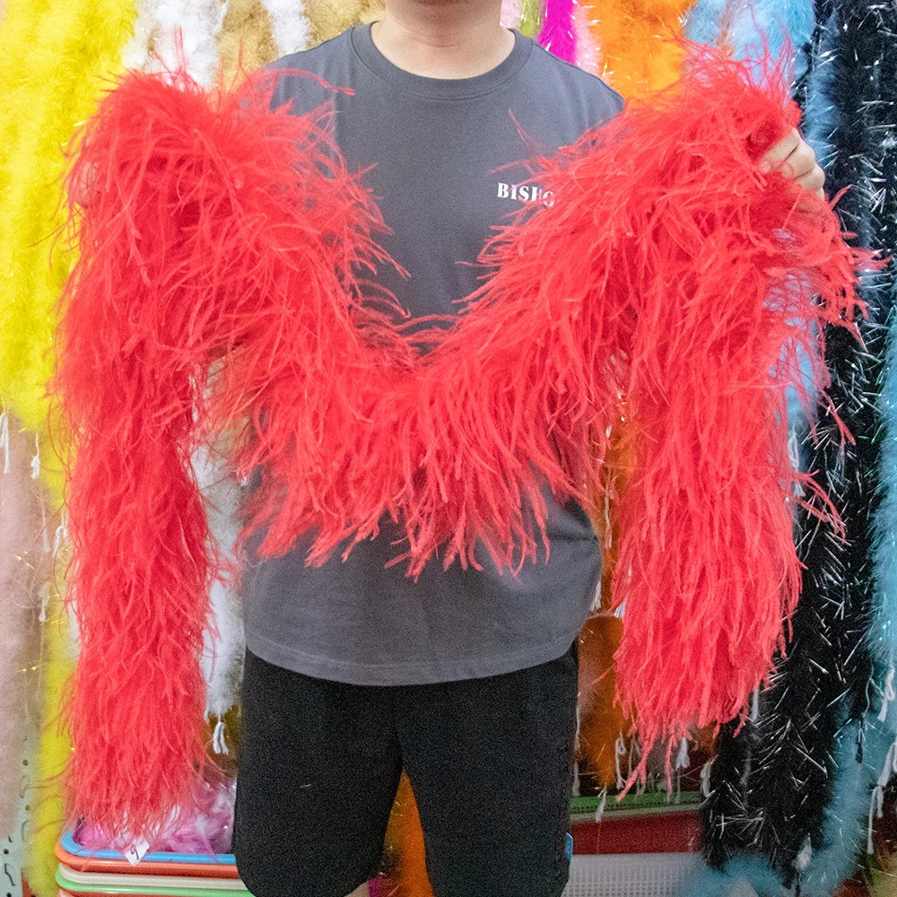 6PlyFluffyColoredOstrichFeathersBoaRibbon132MeterBoafor
