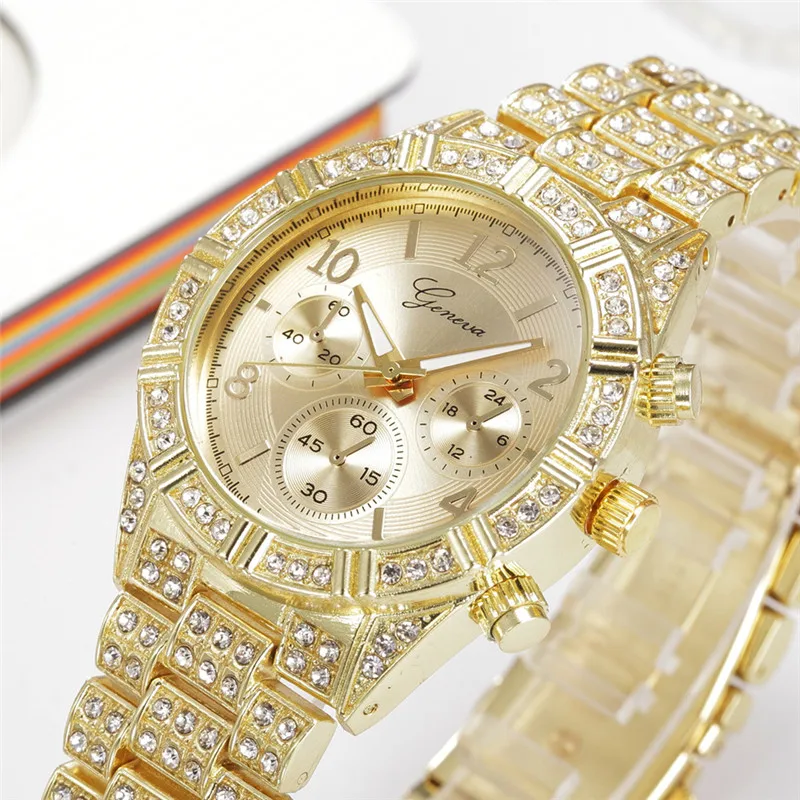 Hip Hop Diamond Brand Luxury Watches For Male Fashion Casual Alloy Band Golden Quartz Vintage Watch Relojes Lujo Marcas Men 2024