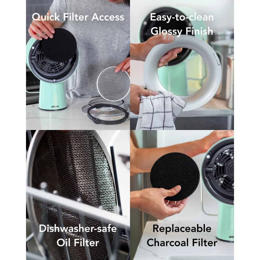 Wired Portable Kitchen Exhaust Fan | Range Hood with 5 Activated Charcoal Air Filters & Stainless-steel Oil Filter，Easy to Clean 4
