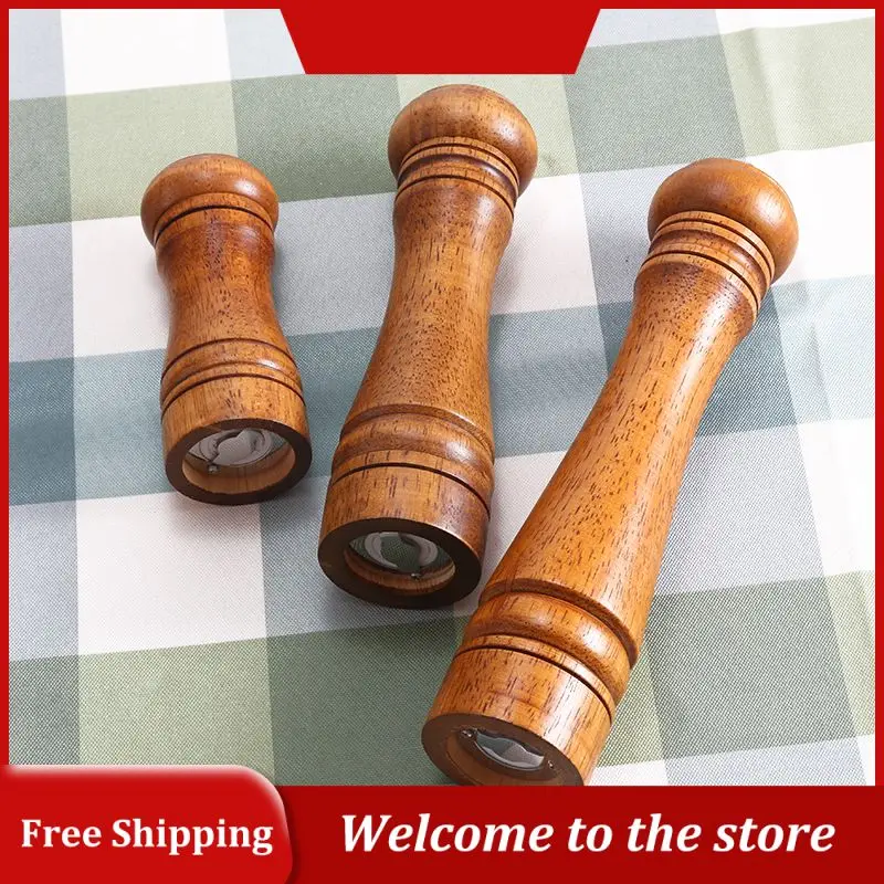 Sizes Manual Salt Pepper Wooden Mill Strong with Adjustable Ceramic Grinder Spice Pepper Salt Shaker for Kitchen Cooking Tools