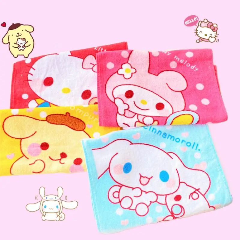 

Sanrioed Towels Kawaii Soft Bathroom Wash Face Anime My Melody Cinnamoroll Kt Cat Lovely Water Uptake Lovely Kids Girls Gifts