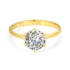 AU585 Classic 6 Claws Moissanite Ring for Women Solid 14K Yellow Gold Ring Engegament Wedding Band Fine Jewelry 4