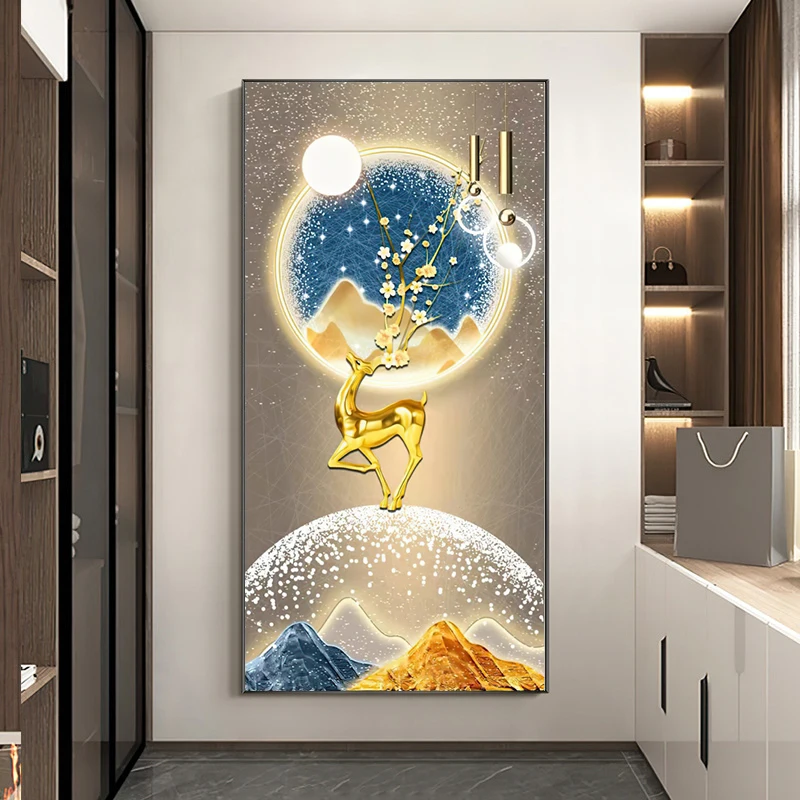 thumbnail image 1 of Nuevo lienzo de pintura de piedra zen dorada de Fengshui chino, arte de pared, carteles e impresiones de árboles ricos en oro para la decoración del hogar de la sala de estar, 1 of 5