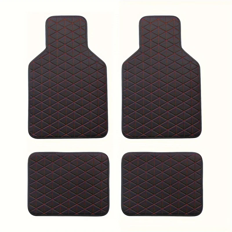 Car Floor Mat 4-piece waterproof PU leather Durable Fashionable All-weather Protection Easy to Clean Enhances Interior