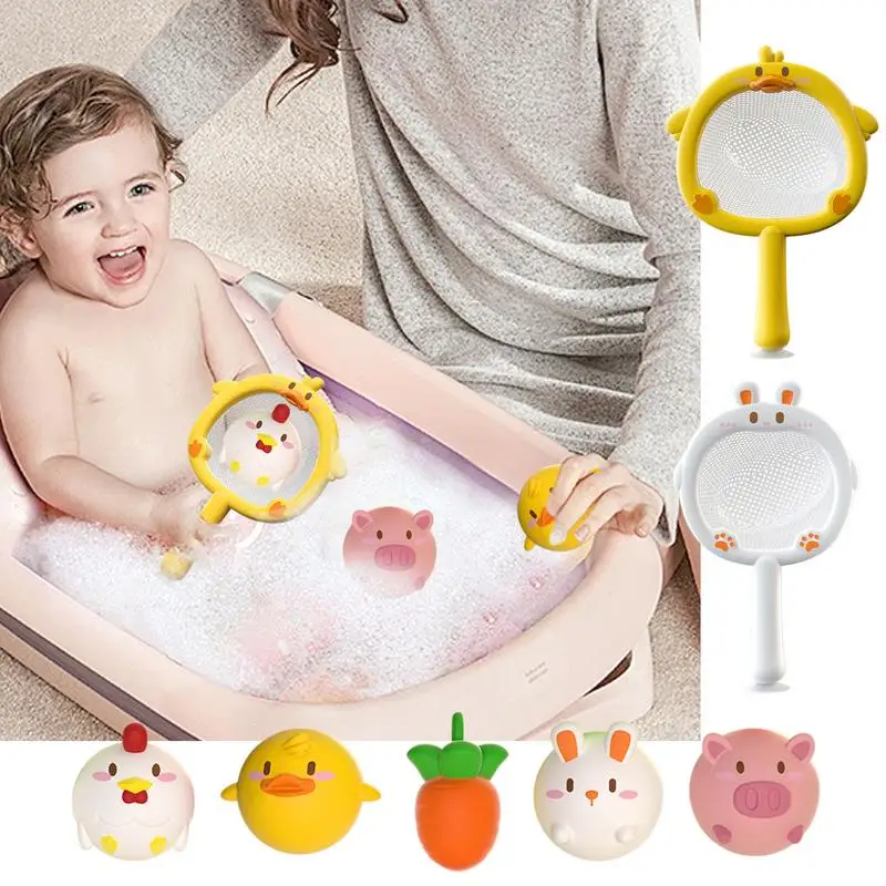 

Детские Игрушки для ванны, плавающие индукционные водные игрушки, фигурки животных, сетка для хранения, плавающие игрушки, аксессуары для бассейна