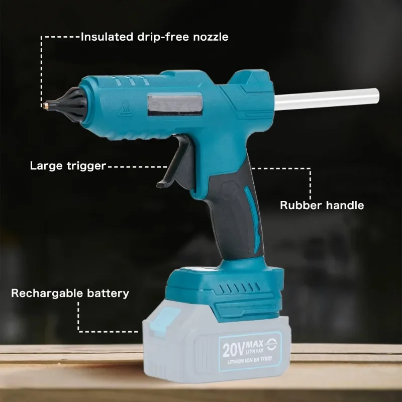 Pistola Colla A Caldo Senza Fili Ecarke - Compatibile Batterie Makita 18V - Con 20 Sticks Colla 11mm - Foto 2