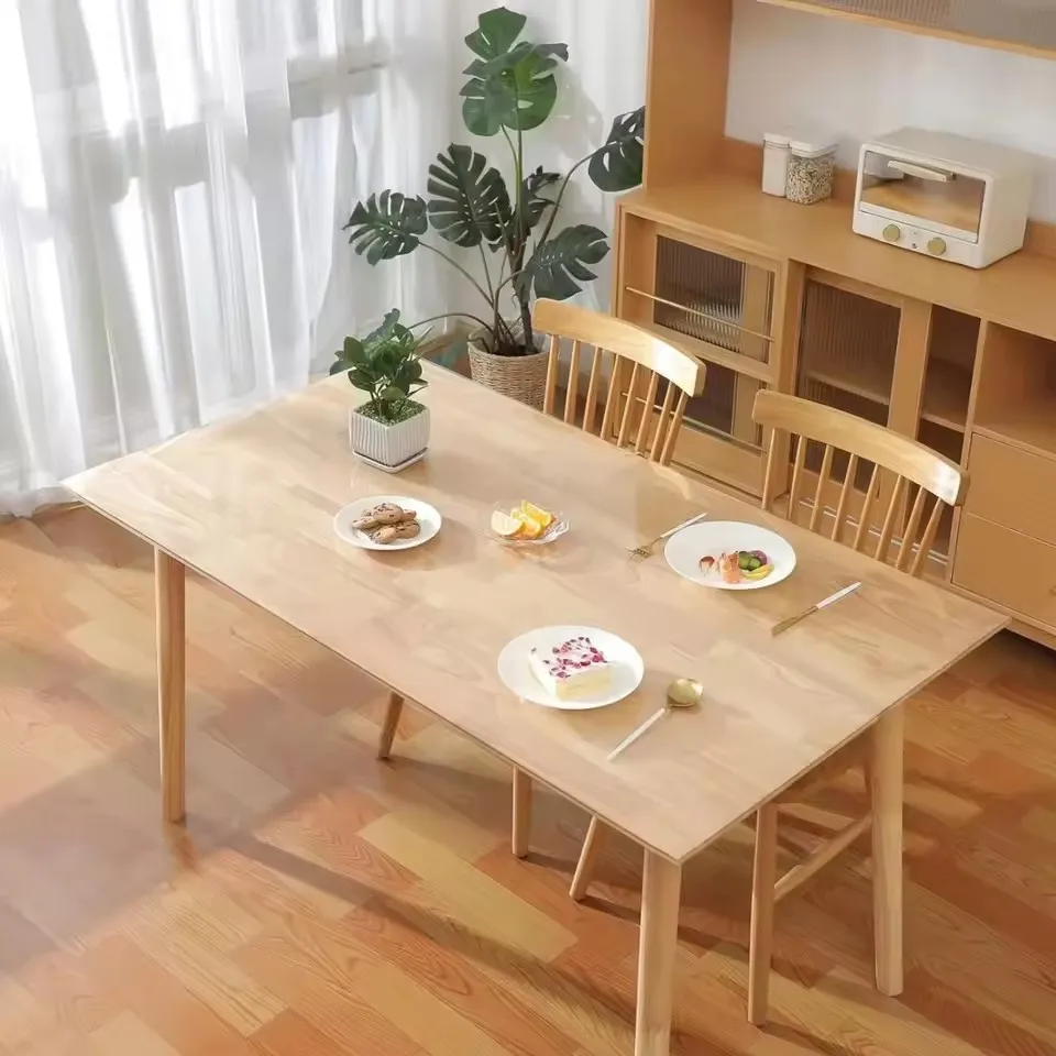 Soft Glass Tablecloth Transparent PVC Waterproof Oil Proof Kitchen Dining Rectangular Table Cover Matte Clear