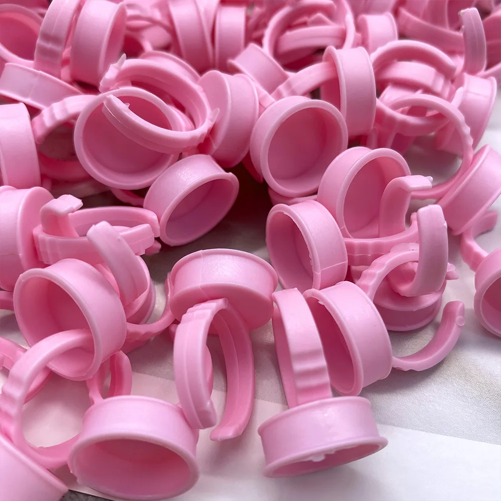 100Pcs Disposable Eyelash Glue Fan Cup Rings L Tattoo Pigment Holder Container Eyelash Extension Supplies Makeup Tools Wholesale