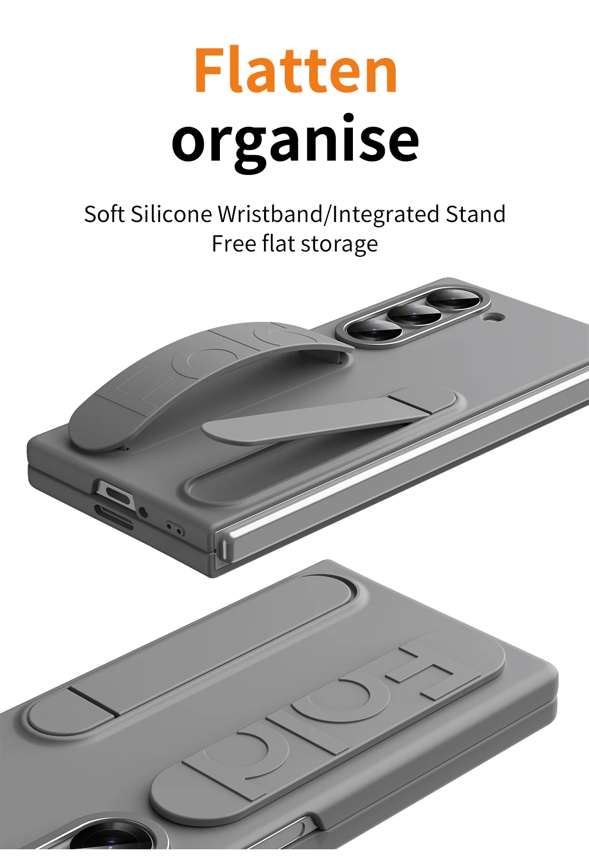 Custodia rigida in PC con retro in vetro satinato per Samsung Galaxy Z Fold 6 con pellicola in vetro per schermo, cinturino da polso, anello e supporto per telefono_voghion.com