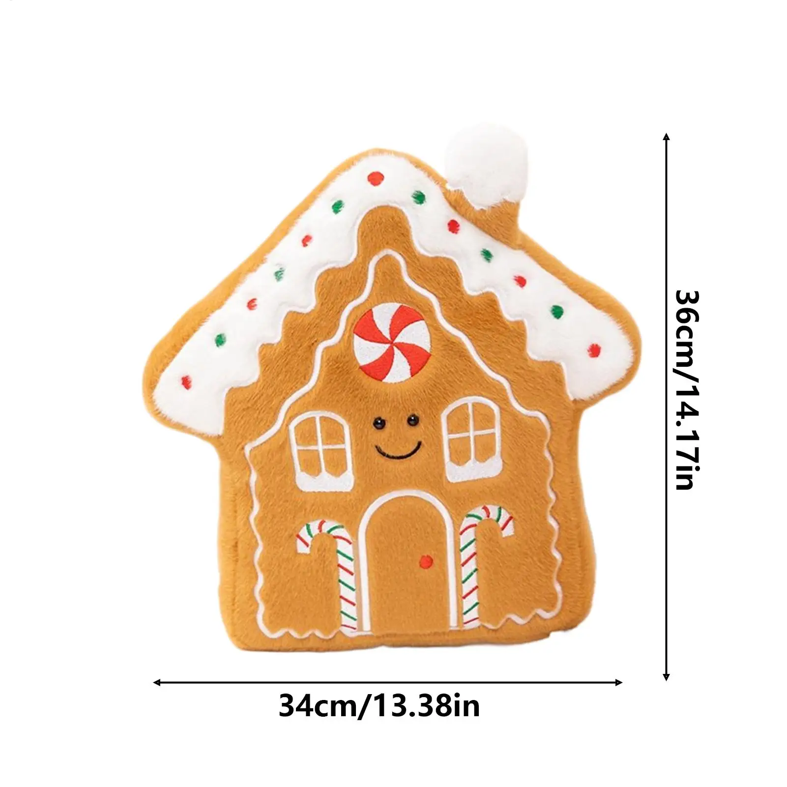 Christmas Throw Pillow Soft Plush Cushion Decorative Gingerbread-Shaped Pillow For Sofa For Sofa Bedroom Dorm Apartment Den Kid