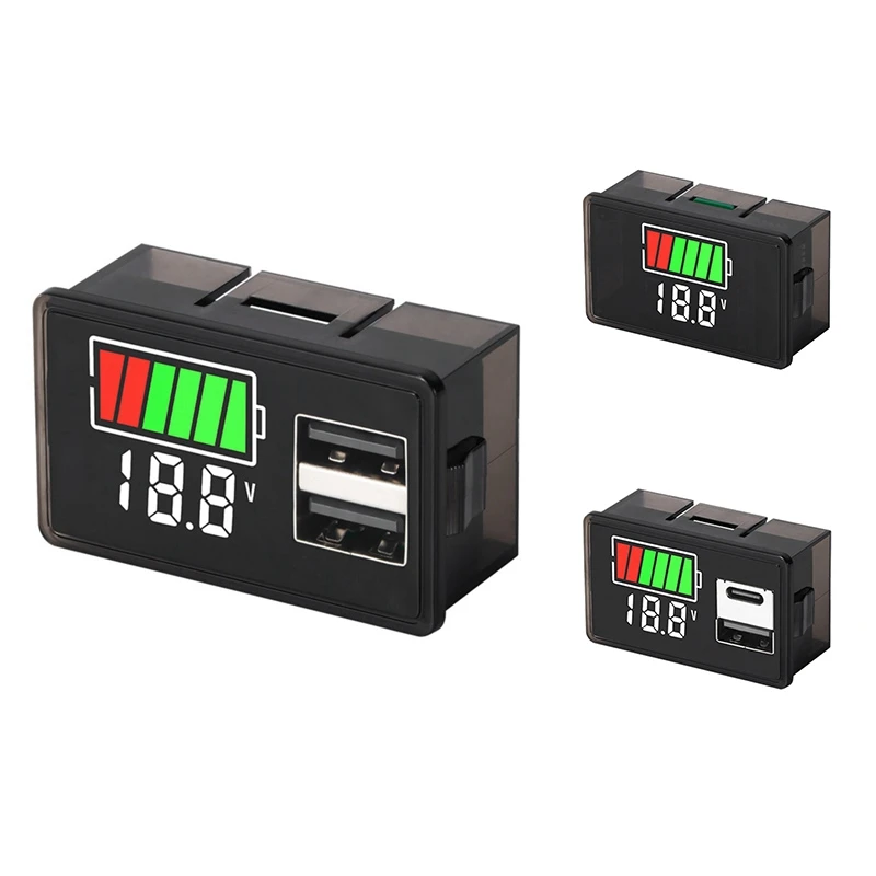 

1 шт., встроенный вольтметр, два USB-порта, постоянный ток 8-30 в