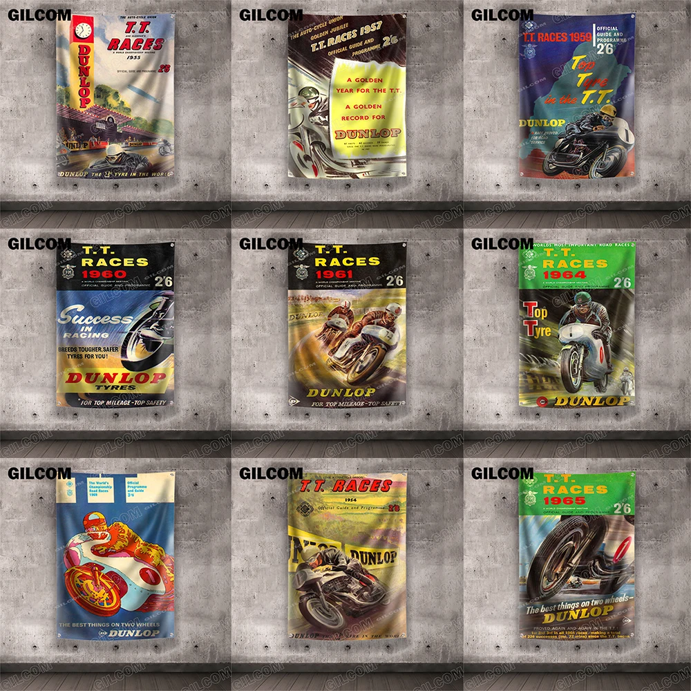 Tt Races Flag Superbike World Championship Dunlop Poster Pubblicizza Logo Stampa Digitale Sport Outdoor Club Banner Passacavo In Ottone